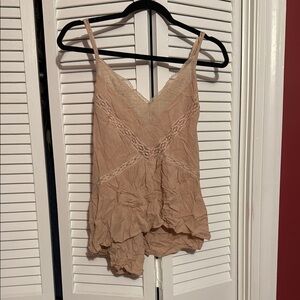 Cross back Lace Trim Women's Top